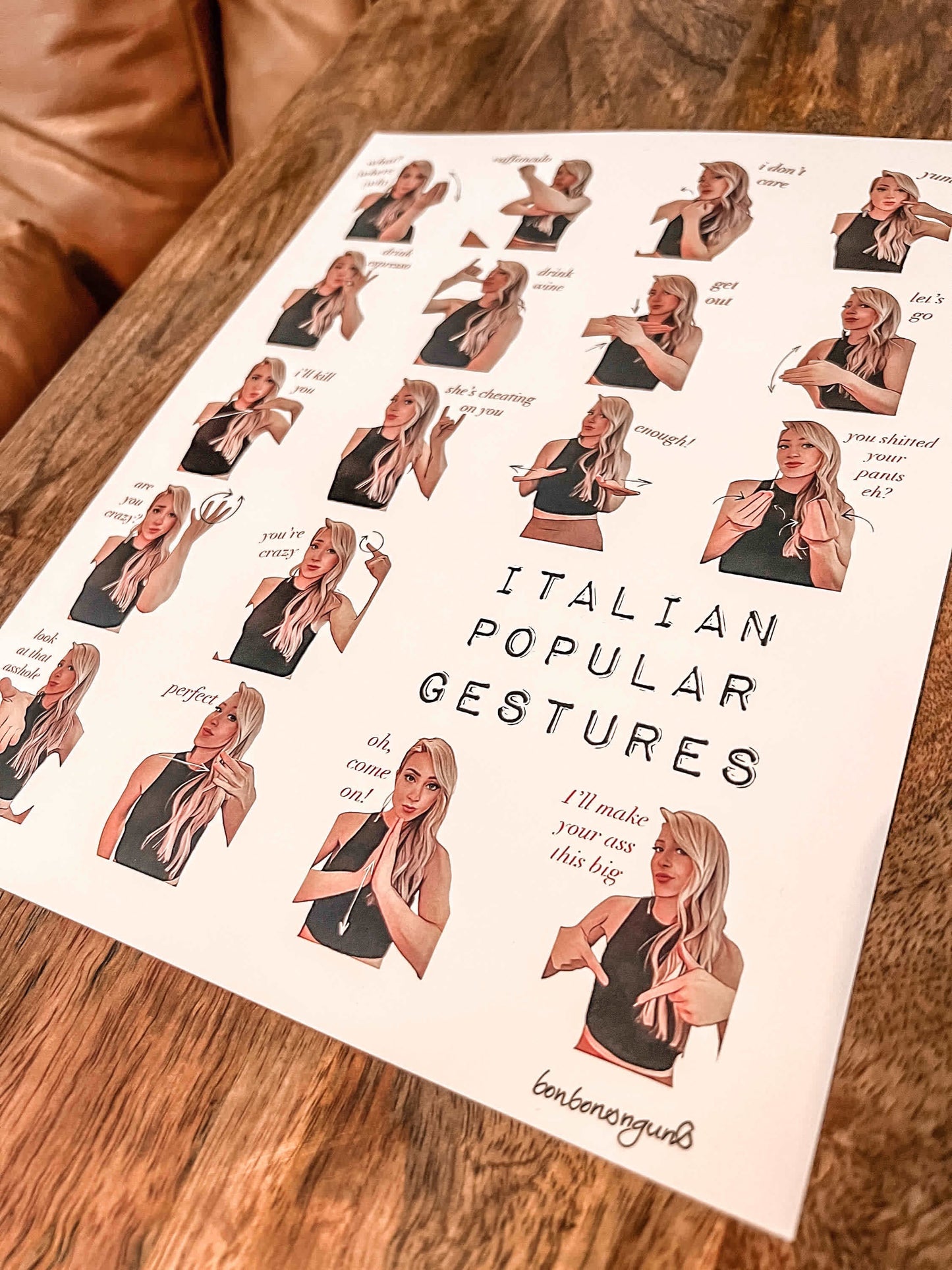 Italian Popular Gestures Poster